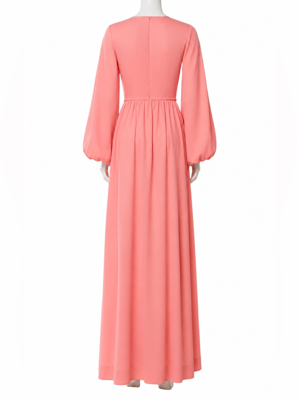 Staud Tangier Ruched Cutout Balloon Sleeve Maxi Dress Coral Size M - Picture 5 of 12